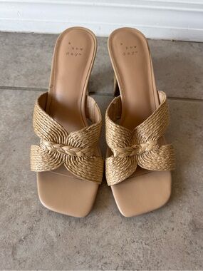 a new day Natural Braided Slide Heels
